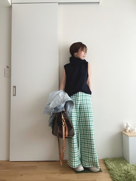 「ハイネックトップス」｜Mitsiさん（レディース・153cm）の夏コーディネート