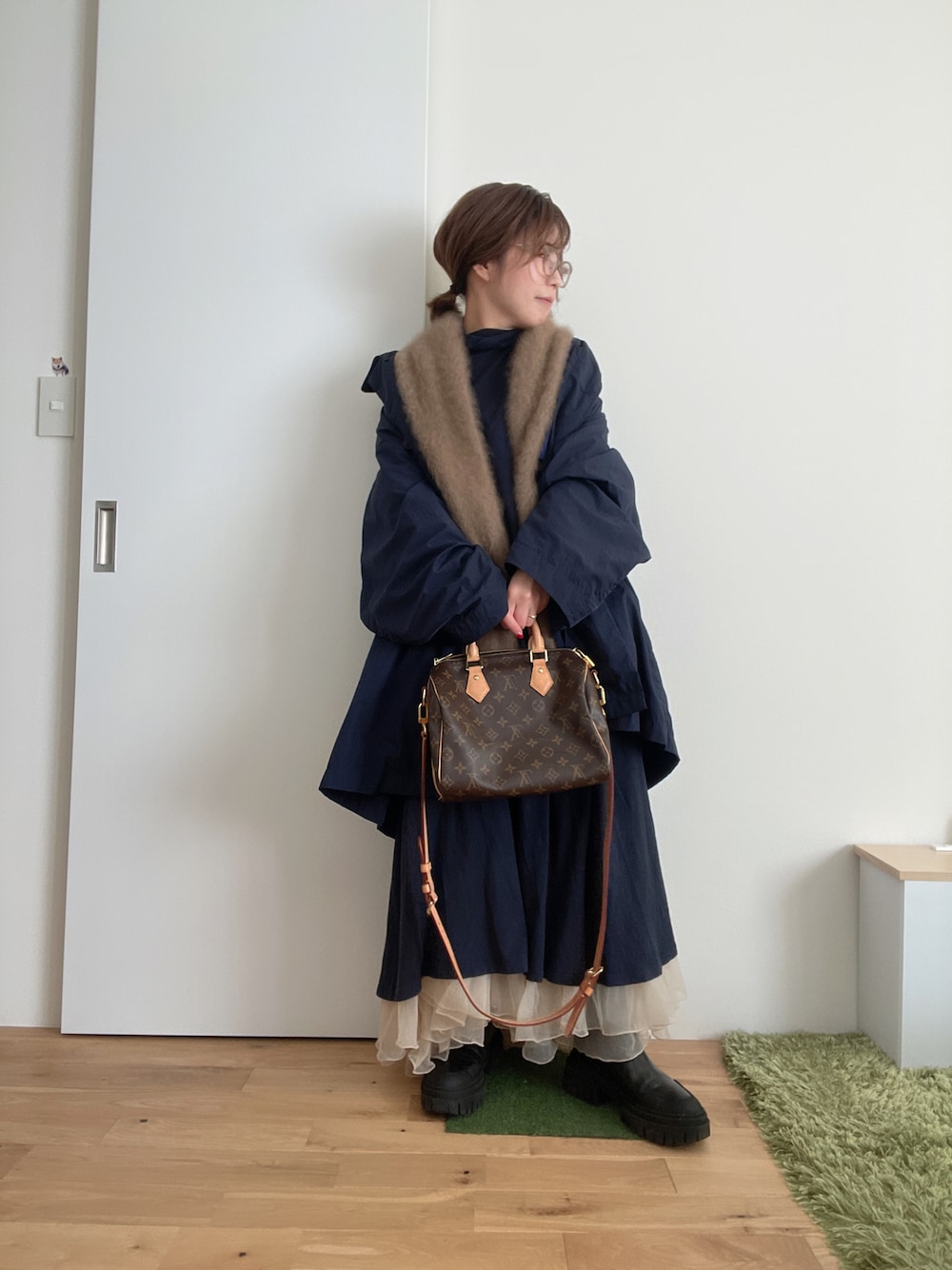 ノーブル Noble ラクーン ニット オーバー カーディガン ブラウン