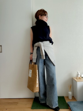 「アイテム（デニムパンツ）」を使った、Mitsiさん（レディース・153cm）の秋コーディネート