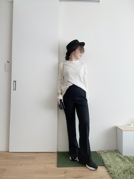 「AP STUDIO（エーピーストゥディオ）のアイテム（スウェットパンツ）」を使った、Mitsiさん（レディース・153cm）の秋コーディネート