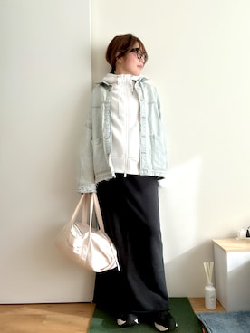 「アイテム（デニムジャケット）」を使った、Mitsiさん（レディース・153cm）の冬コーディネート