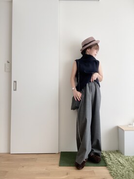 「秋先取りコーデ」｜「アイテム（スリッポン）」を使った、Mitsiさん（レディース・153cm）の秋コーディネート