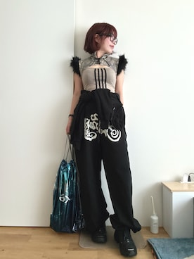 「xg（エックスジー）のアイテム（スウェットパンツ、ブラック系）」を使った、Mitsiさん（レディース・153cm）の春コーディネート