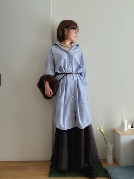 「アイテム（シャツワンピース）」を使った、Mitsiさん（レディース・153cm）の秋コーディネート