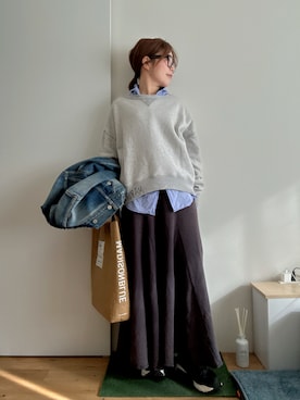 「アイテム（デニムジャケット）」を使った、Mitsiさん（レディース・153cm）の秋コーディネート