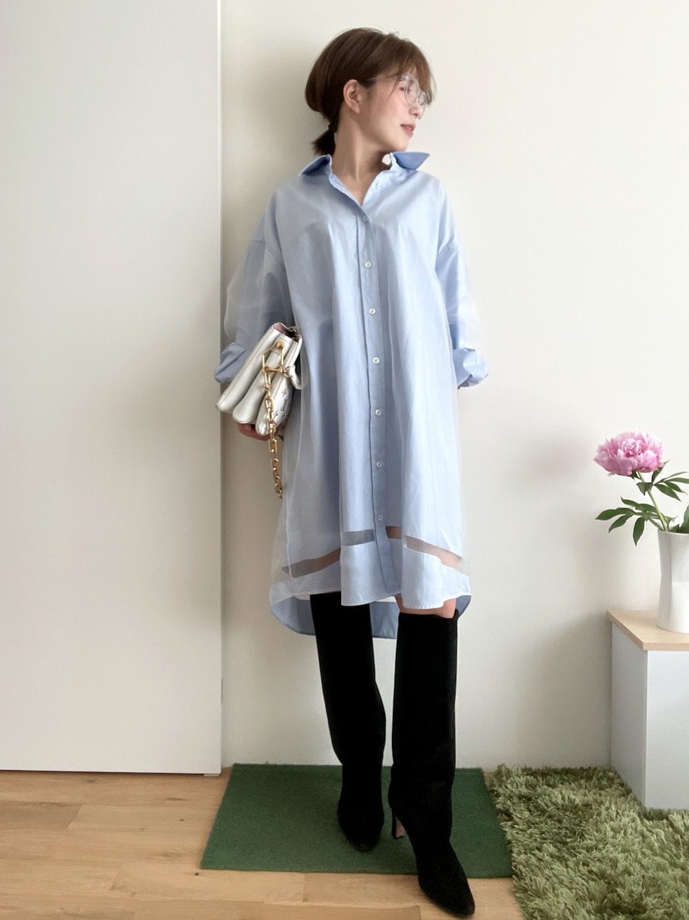 Maison Margielaのシャツワンピースを使った人気ファッション