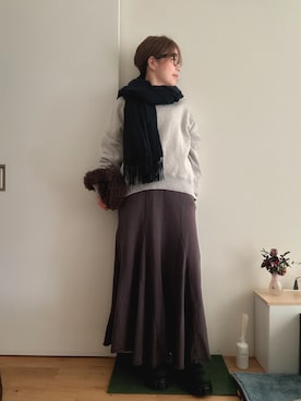 「アイテム（ストール/ショール）」を使った、Mitsiさん（レディース・153cm）の秋コーディネート