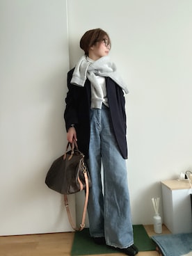 「アイテム（メガネ）」を使った、Mitsiさん（レディース・153cm）の冬コーディネート