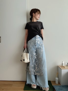 「アイテム（デニムパンツ）」を使った、Mitsiさん（レディース・153cm）の夏コーディネート