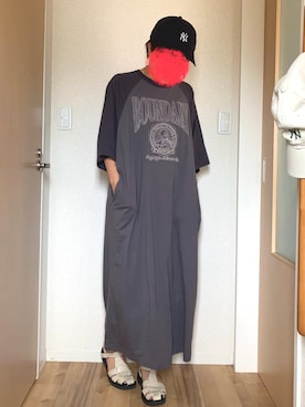 「FREAK'S STORE（フリークスストア）のNew Era × FREAK'S STORE/ニューエラ 別注 9TWENTY MINI LOGO CAP/ナイントゥエンティ ミニロゴキャップ/ニューエラ（キャップ）」を使った、poro.amさん（レディース・160cm）の夏コーディネート