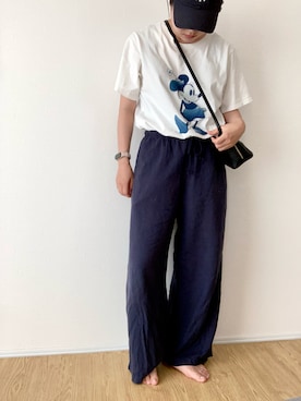 「FREAK'S STORE（フリークスストア）のNew Era × FREAK'S STORE/ニューエラ 別注 9TWENTY MINI LOGO CAP/ナイントゥエンティ ミニロゴキャップ/ニューエラ（キャップ）」を使った、poro.amさん（レディース・160cm）の夏コーディネート