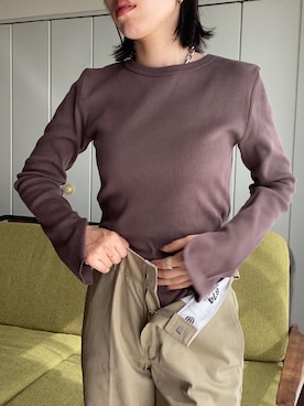 「アイテム（トップス、ブラウン系）」を使った、nanakimuraさん（レディース・155cm）の冬コーディネート