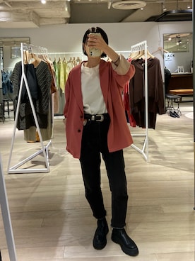 「BLACK BY MOUSSY（ブラックバイマウジー）のloose jacket（ルーズジャケット）（テーラードジャケット）」を使った、nanakimuraさん（レディース・155cm）の秋コーディネート
