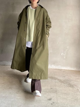 「BLACK BY MOUSSY（ブラックバイマウジー）のアイテム（ステンカラーコート）」を使った、nanakimuraさん（レディース・155cm）の秋コーディネート