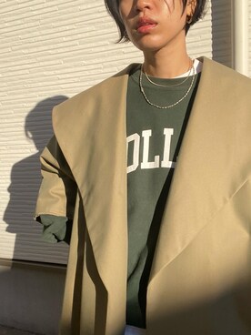 「BLACK BY MOUSSY（ブラックバイマウジー）のアイテム（トレンチコート）」を使った、nanakimuraさん（レディース・155cm）の冬コーディネート