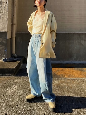 「リメイクデニム」｜「アイテム（キャミソール）」を使った、nanakimuraさん（レディース・155cm）の夏コーディネート