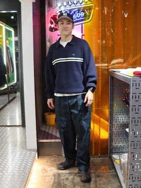 「アイテム（ニット/セーター）」を使った、ryotakobayashi1995さん（メンズ・186cm）の秋コーディネート