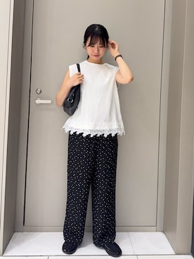 「KBF（ケイビーエフ）のワンハンドルベルトBAG（ショルダーバッグ、ブラック系）」を使った、kanaさん（レディース・162cm）の夏コーディネート