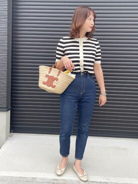 「E.PORSELLI（ポルセッリ）のPORSELLI  CALF NORMAL VAMP BALLET（バレエシューズ）」を使った、mizuhoさん（レディース・156cm）の秋コーディネート