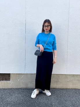 「caban（キャバン）のコットンカシミヤ クルーネックカーディガン（カーディガン/ボレロ）」を使った、mizuhoさん（レディース・156cm）の春コーディネート