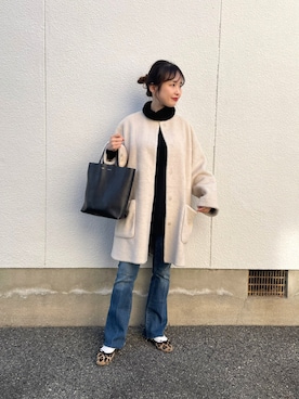 「Mila Owen（ミラオーウェン）のアイテム（その他アウター）」を使った、mizuhoさん（レディース・156cm）の冬コーディネート