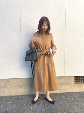 「E.PORSELLI（ポルセッリ）のPORSELLI  CALF NORMAL VAMP BALLET（バレエシューズ）」を使った、mizuhoさん（レディース・156cm）の秋コーディネート
