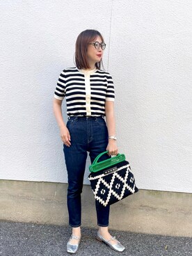 「BASEMENT online（ベースメントオンライン）のアイテム（ニット/セーター）」を使った、mizuhoさん（レディース・156cm）の春コーディネート