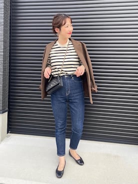 「E.PORSELLI（ポルセッリ）のPORSELLI  CALF NORMAL VAMP BALLET（バレエシューズ）」を使った、mizuhoさん（レディース・156cm）の秋コーディネート