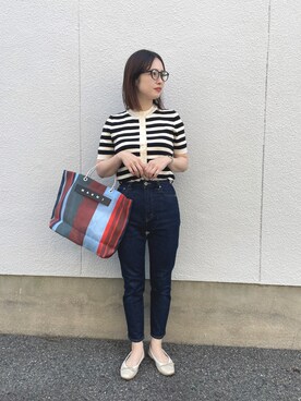「E.PORSELLI（ポルセッリ）のPORSELLI  CALF NORMAL VAMP BALLET（バレエシューズ）」を使った、mizuhoさん（レディース・156cm）の春コーディネート