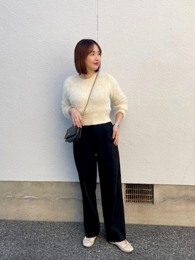 「E.PORSELLI（ポルセッリ）のPORSELLI  CALF NORMAL VAMP BALLET（バレエシューズ）」を使った、mizuhoさん（レディース・156cm）の春コーディネート