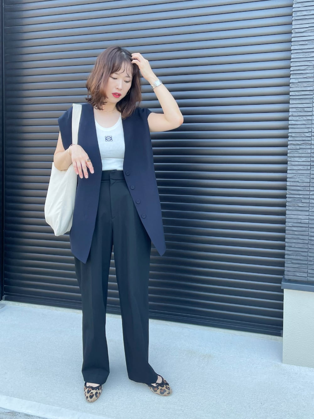 試着のみTODAYFULトゥデイフルCollarless Twill Vest-