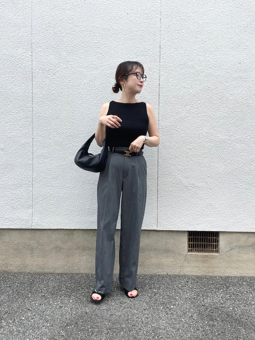 CLANE/クラネ】BOAT NECK NO SLEEVE KNIT TOPS/ボートネック