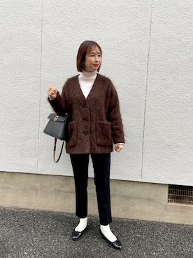 「E.PORSELLI（ポルセッリ）のPORSELLI  CALF NORMAL VAMP BALLET（バレエシューズ）」を使った、mizuhoさん（レディース・156cm）の冬コーディネート
