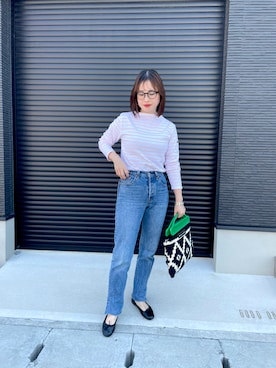 「E.PORSELLI（ポルセッリ）のPORSELLI  CALF NORMAL VAMP BALLET（バレエシューズ）」を使った、mizuhoさん（レディース・156cm）の春コーディネート