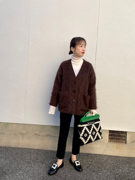 「UNITED ARROWS（ユナイテッドアローズ）のアイテム（ピアス（両耳用））」を使った、mizuhoさん（レディース・156cm）の冬コーディネート