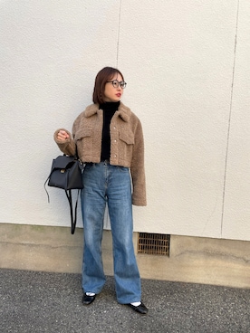 「E.PORSELLI（ポルセッリ）のPORSELLI  CALF NORMAL VAMP BALLET（バレエシューズ）」を使った、mizuhoさん（レディース・156cm）の冬コーディネート