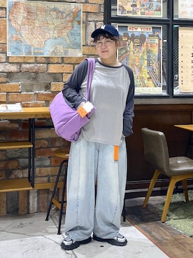 「アイテム（ファッション雑貨、オレンジ系）」を使った、たらこさん（レディース・159cm）の秋コーディネート
