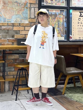 「niko and...（ニコアンド）の【CULTURE SERIES】アソートキャップ（キャップ、その他）」を使った、たらこさん（レディース・159cm）の夏コーディネート