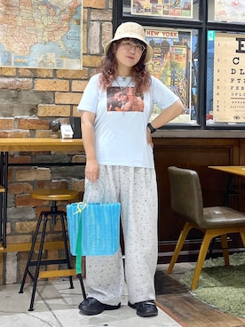 「アイテム（ハット、その他）」を使った、たらこさん（レディース・159cm）の夏コーディネート