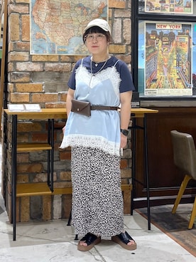 「niko and...（ニコアンド）の厚底トングサンダル（サンダル、ブラック系）」を使った、たらこさん（レディース・159cm）の夏コーディネート