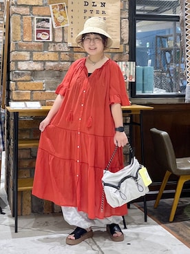「アイテム（ハット、その他）」を使った、たらこさん（レディース・159cm）の夏コーディネート