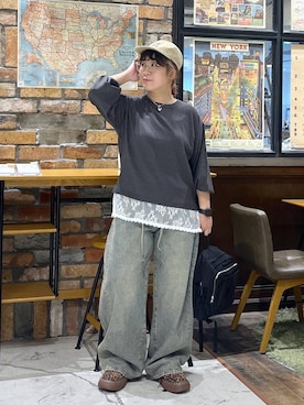 「niko and...（ニコアンド）のアイテム（その他シューズ）」を使った、たらこさん（レディース・159cm）の秋コーディネート