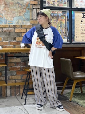 「UNIVERSAL OVERALL（ユニバーサルオーバーオール）のアイテム」を使った、たらこさん（レディース・159cm）の夏コーディネート