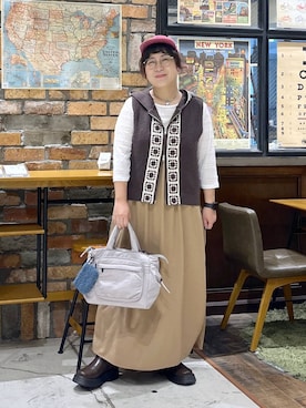 「niko and...（ニコアンド）のアイテム（トートバッグ）」を使った、たらこさん（レディース・159cm）の秋コーディネート