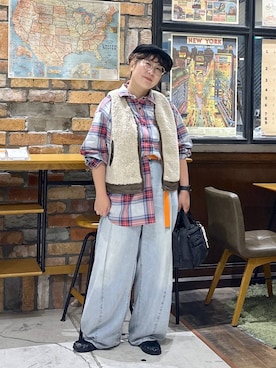 「niko and...（ニコアンド）のギャザーローファー（ローファー、ブラック系）」を使った、たらこさん（レディース・159cm）の秋コーディネート