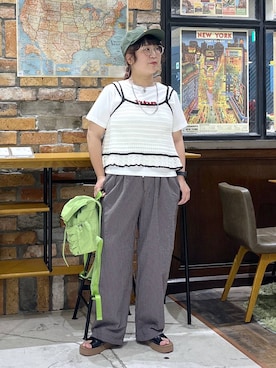 「UNIVERSAL OVERALL（ユニバーサルオーバーオール）のアイテム」を使った、たらこさん（レディース・159cm）の夏コーディネート