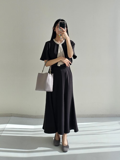 7days Life Styling ブラウス シャツ 半袖 美極とろみ素材配色フレア