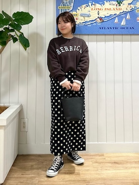 「Dessin（デッサン）の【洗える】ロングスリーブTシャツ＜XS～L＞（Tシャツ/カットソー、ホワイト系）」を使った、naho2810さん（レディース）の秋コーディネート