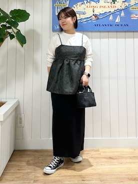 「Dessin（デッサン）の【洗える】ロングスリーブTシャツ＜XS～L＞（Tシャツ/カットソー、ホワイト系）」を使った、naho2810さん（レディース）の秋コーディネート