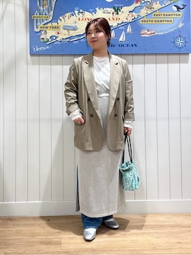 「Dessin（デッサン）の【洗える】クルーネックシースルーロンT（Tシャツ/カットソー、ホワイト系）」を使った、naho2810さん（レディース）の春コーディネート